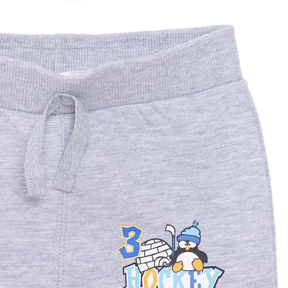 Basic Az Şardonlu Buz Hokeyi ve Penguen Baskılı Eşofman Alt Unisex