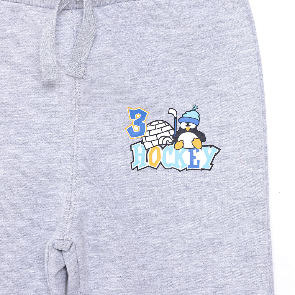 Basic Az Şardonlu Buz Hokeyi ve Penguen Baskılı Eşofman Alt Unisex