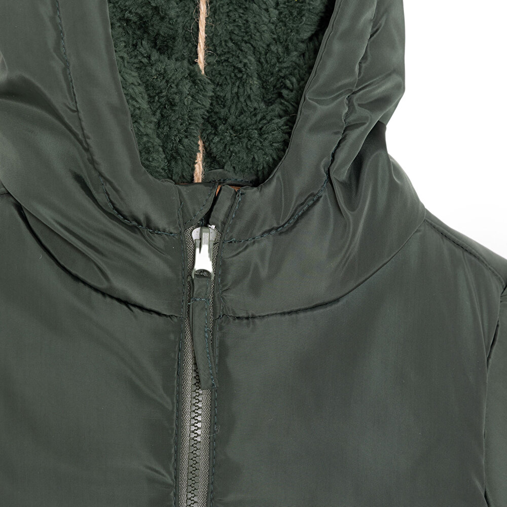 Erkek Bebek Kapüşonlu Mont Micro Kumaş Fermuarlı Non-Basic Hakim Yaka Uzun Kol