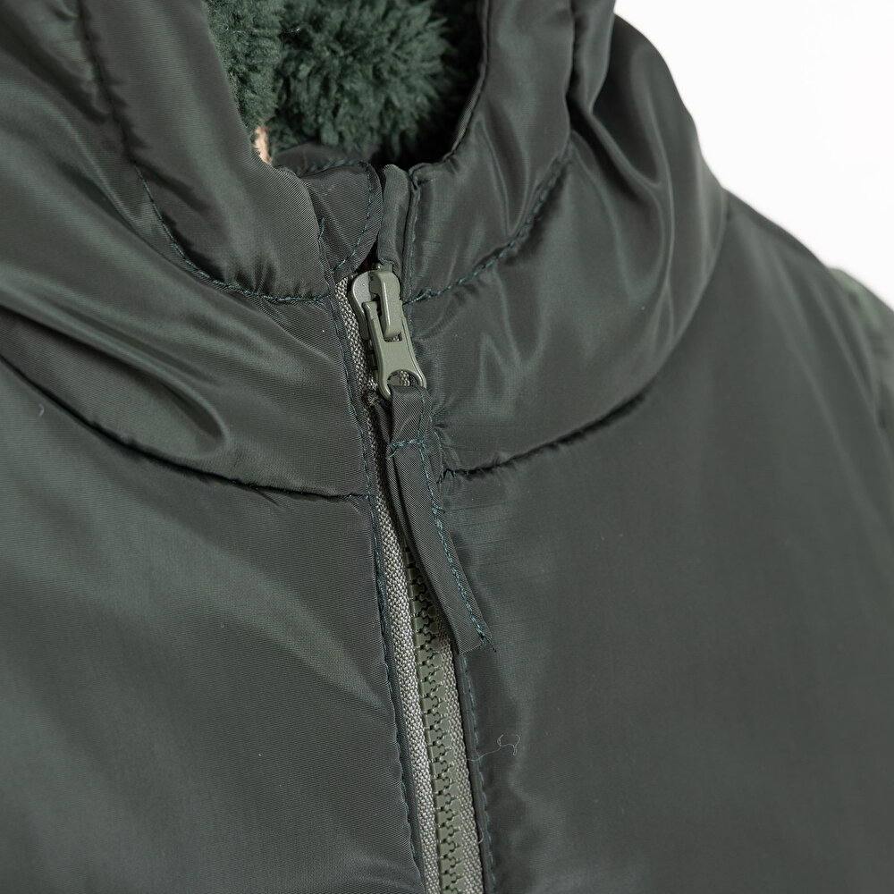 Erkek Bebek Kapüşonlu Mont Micro Kumaş Fermuarlı Non-Basic Hakim Yaka Uzun Kol