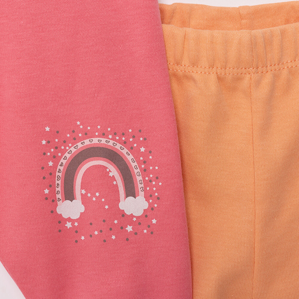 Kız Bebek 2'li Çorap Pantolon İnterlok Nar Çiçeği