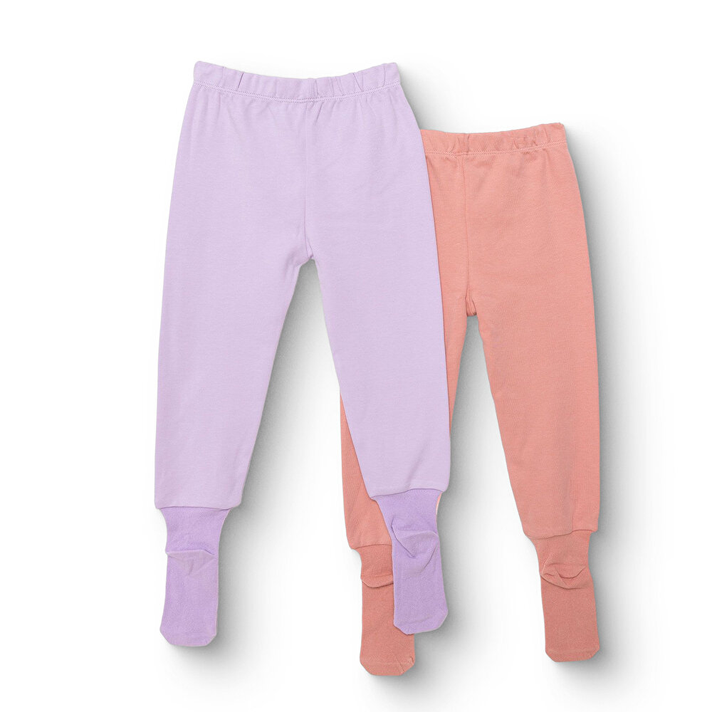Kız Bebek 2li Çoraplı Pantolon İnterlok Çoraplı Paça