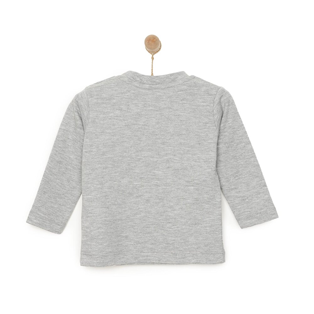 Unisex Bebek Tişört İnterlok Çıtçıtlı Bisiklet Yaka Uzun Kol Beyaz