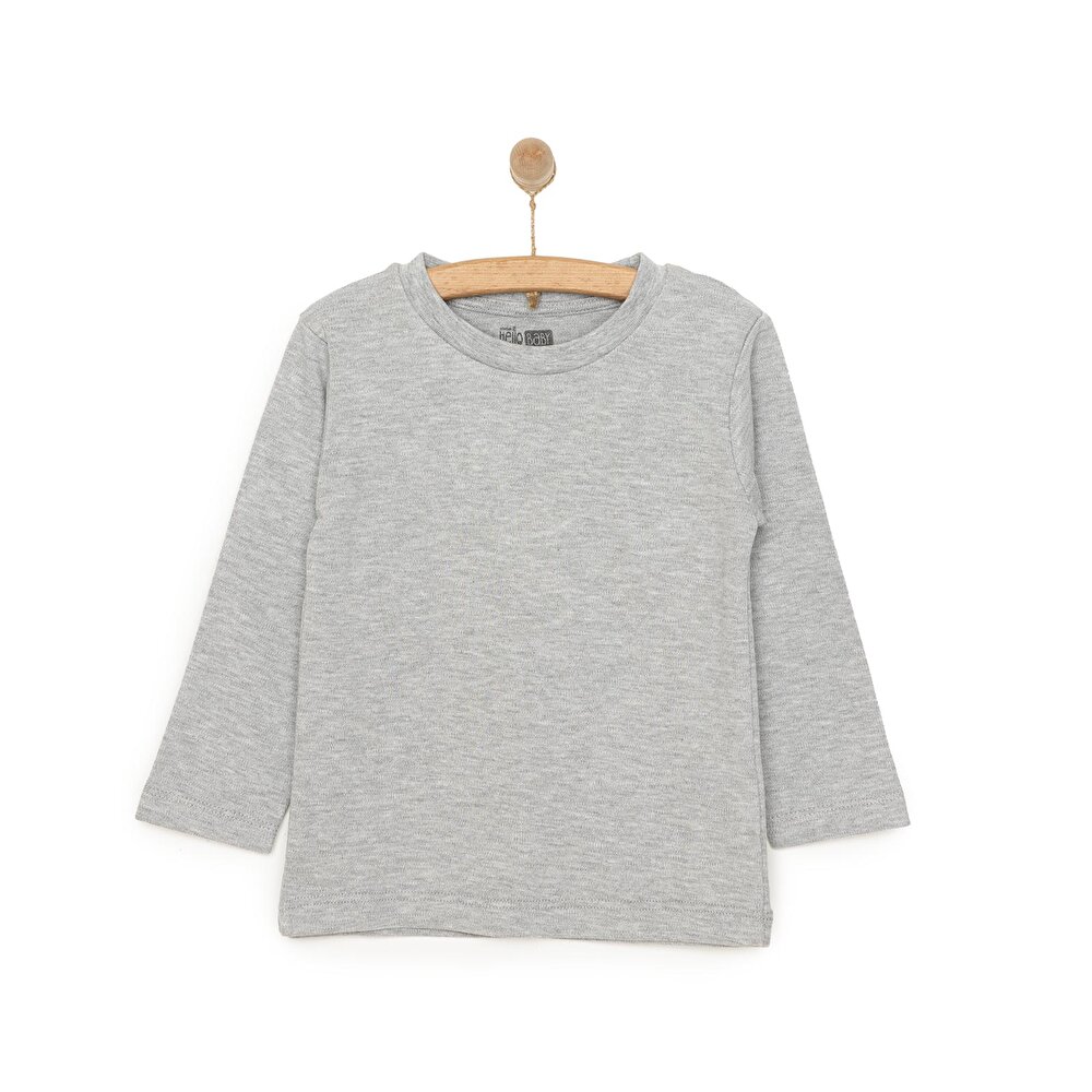 Unisex Bebek Tişört İnterlok Çıtçıtlı Bisiklet Yaka Uzun Kol Beyaz