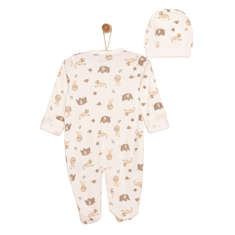 Yenidoğan Hayvanlar Baskılı Erkek Tulum-Şapka Erkek Bebek