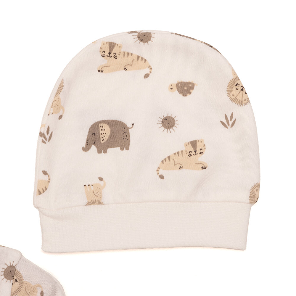 Yenidoğan Hayvanlar Baskılı Erkek Tulum-Şapka Erkek Bebek