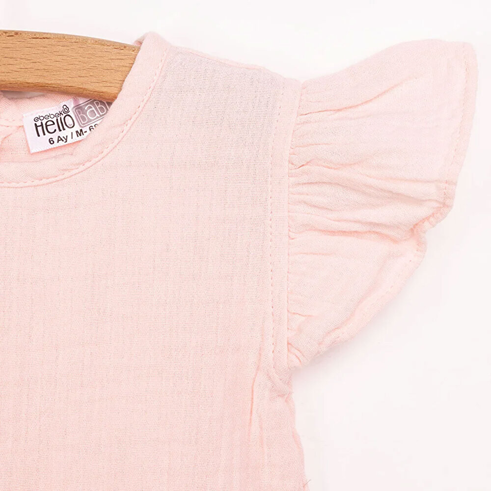 Yenidoğan Kız Müslin Kısa Tulum Kız Bebek