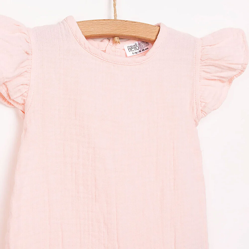 Yenidoğan Kız Müslin Kısa Tulum Kız Bebek