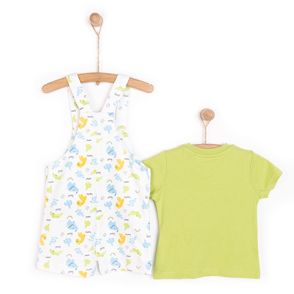 Yenidoğan Fil Desen Şort Salopet - Tshirt Takım Erkek Bebek