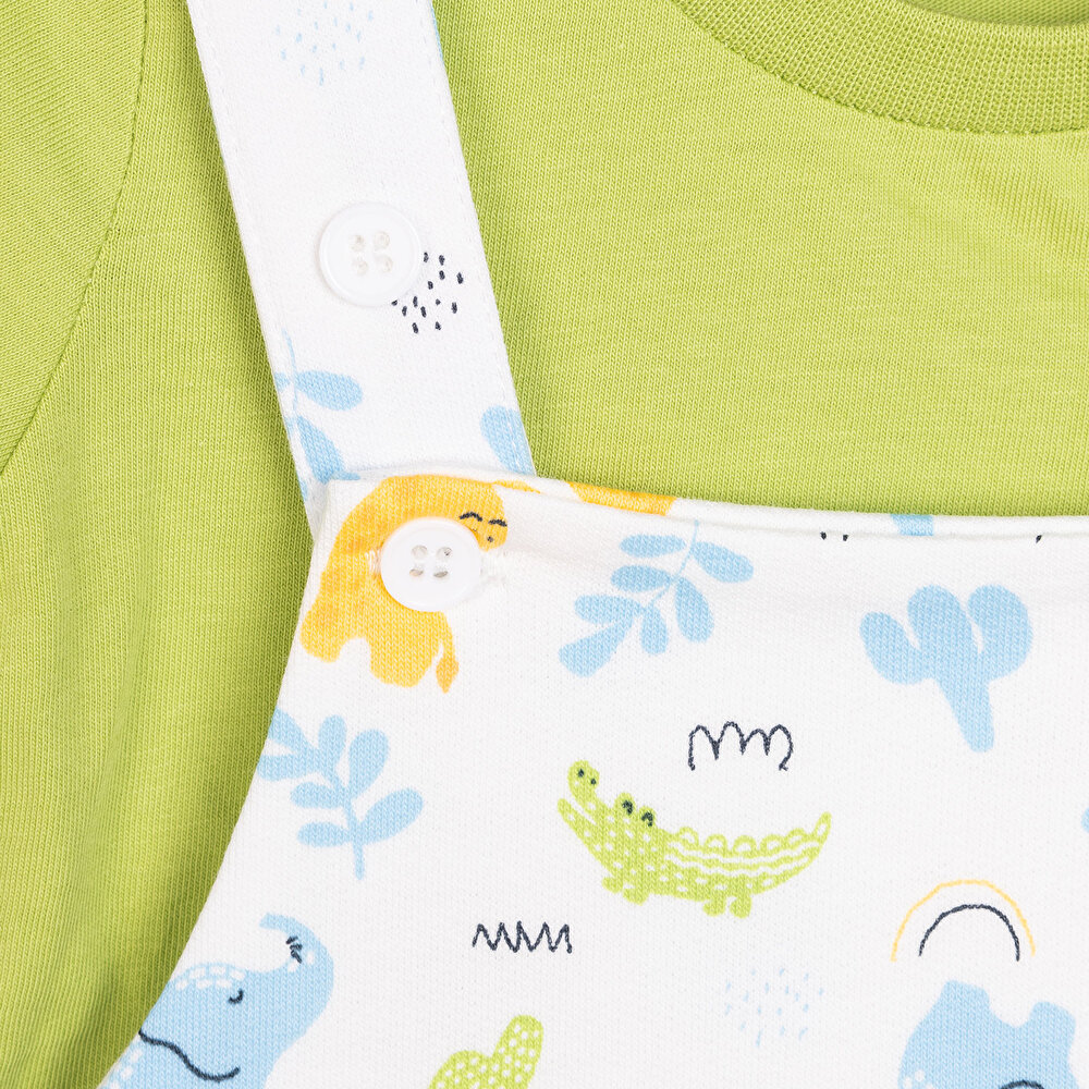 Yenidoğan Fil Desen Şort Salopet - Tshirt Takım Erkek Bebek