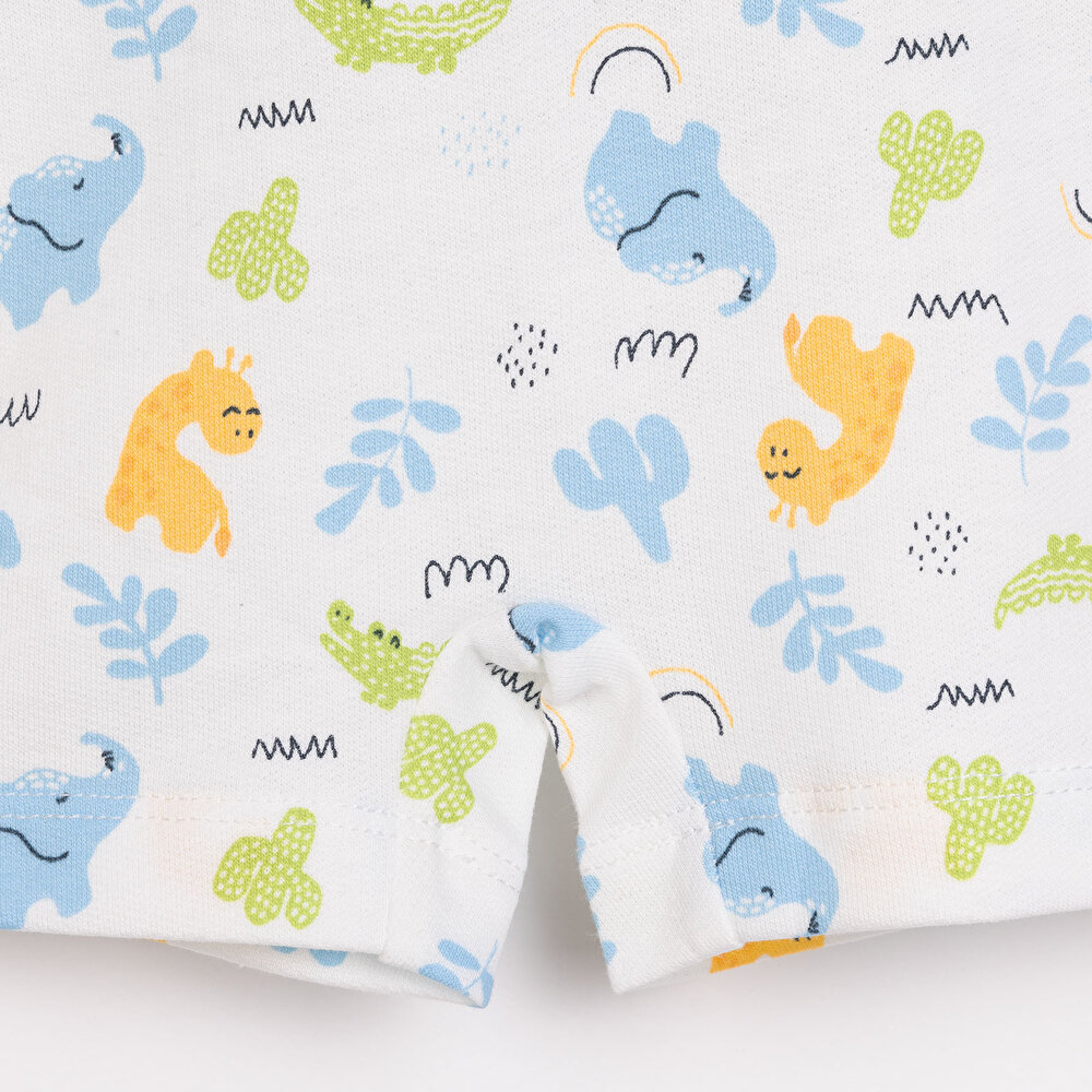 Yenidoğan Fil Desen Şort Salopet - Tshirt Takım Erkek Bebek