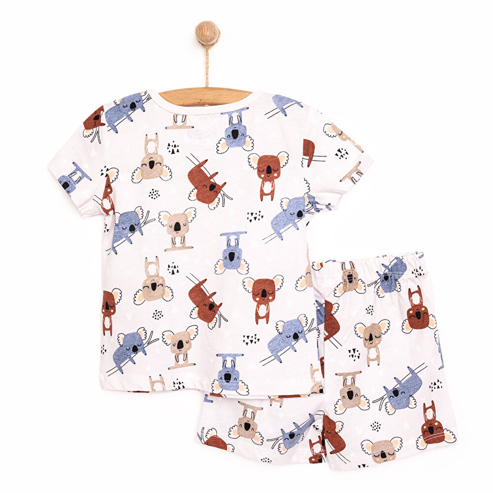 Erkek Kısa Kol Koala Desenli Bisiklet Yaka Pijama Takımı
