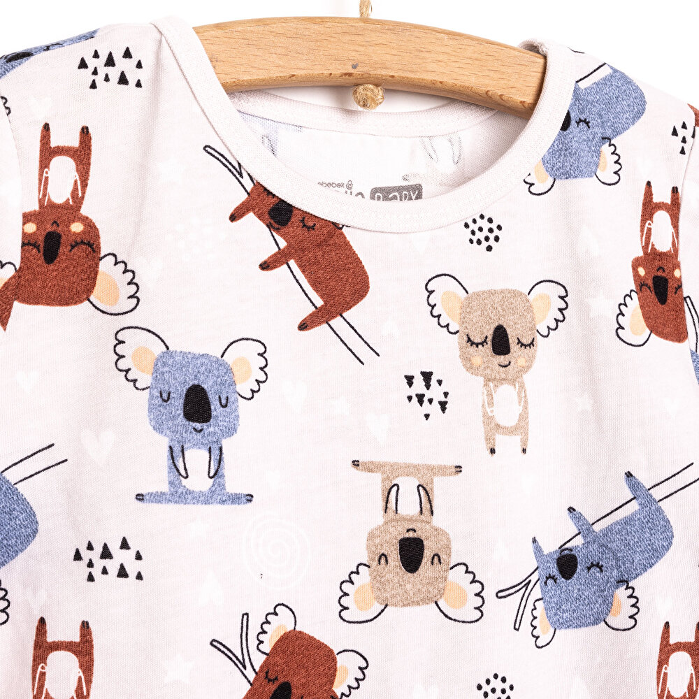 Erkek Kısa Kol Koala Desenli Bisiklet Yaka Pijama Takımı