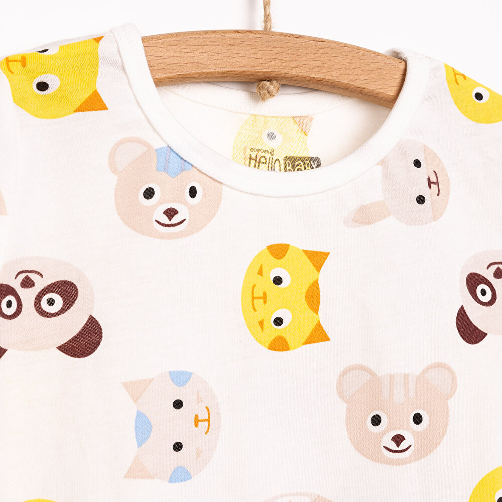 Erkek Kısa Kol Hayvan Desenli Bisiklet Yaka Pijama Takımı