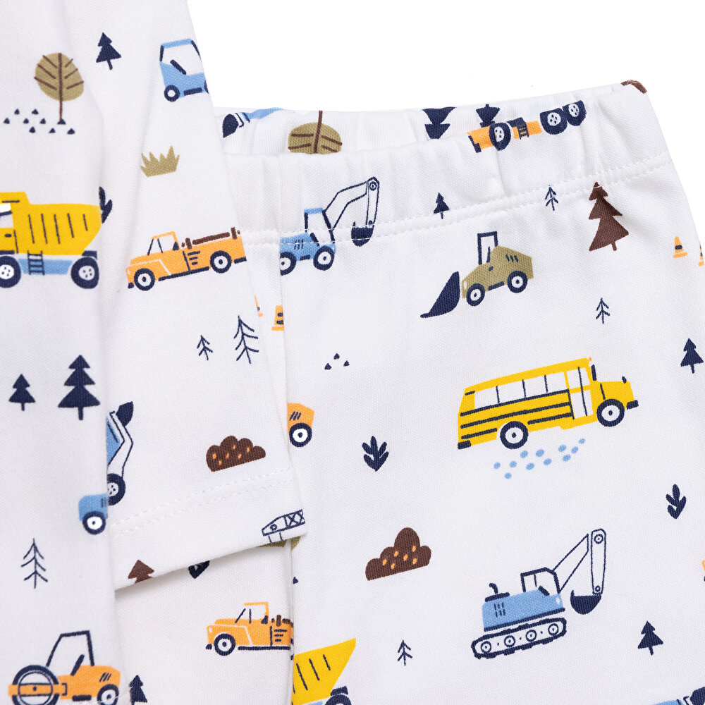 Uzun Kol Gömlek Yaka Araç Desenli Pijama Takımı