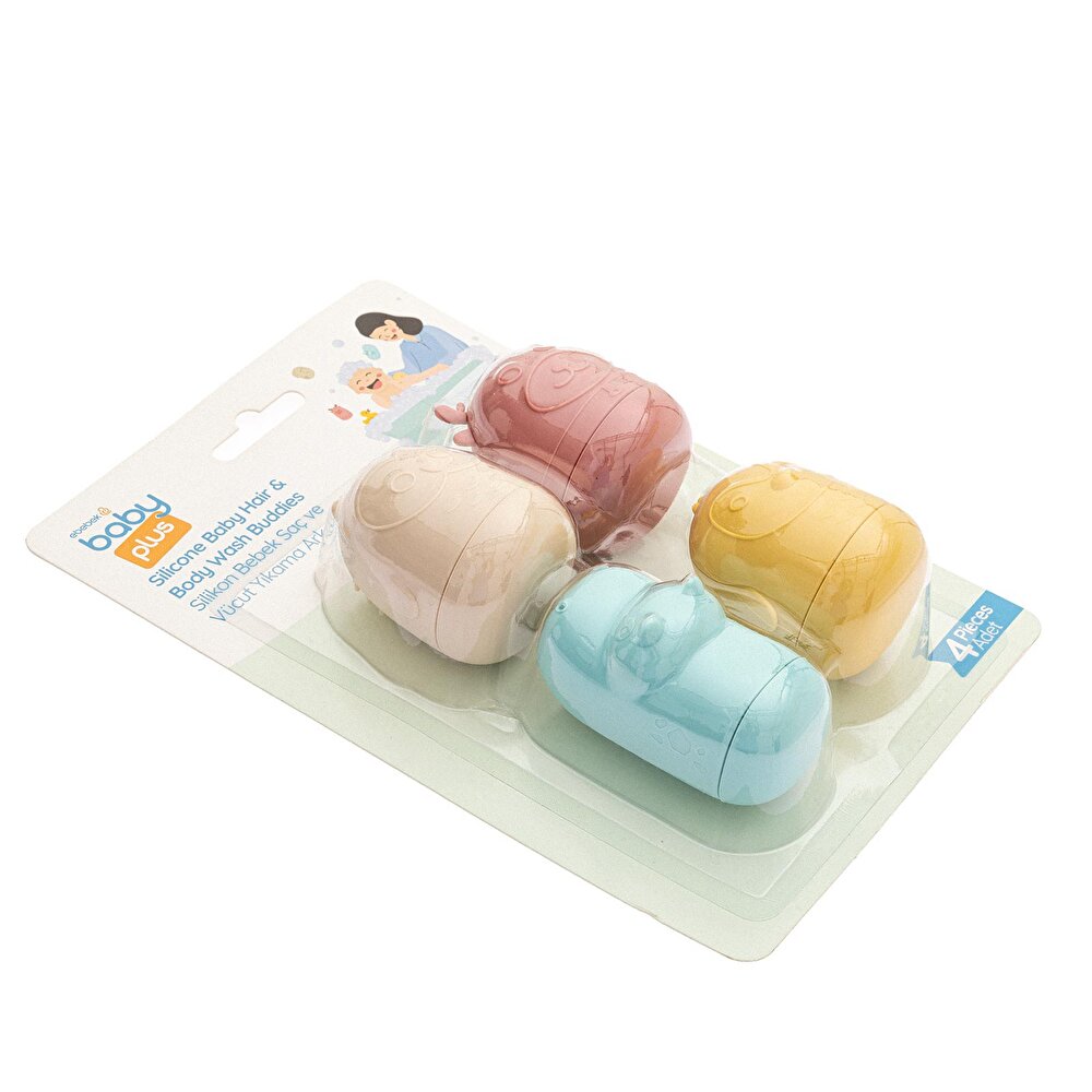 Oyuncaklı Yumuşak Silikon Bebek Saç ve Vücut Yıkama Arkadaşları 4'lü