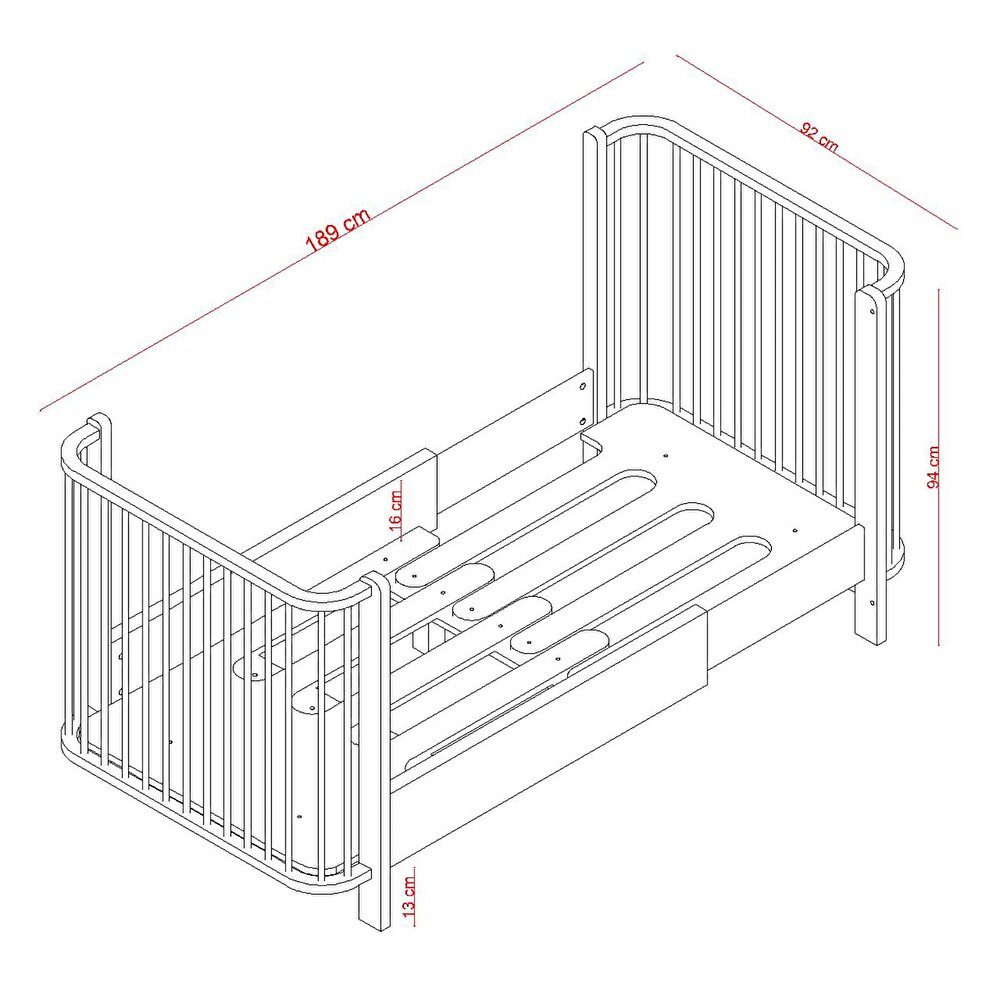 Bambino Büyüyen ve Asansöürlü Beşik Beyaz 80x130 cm