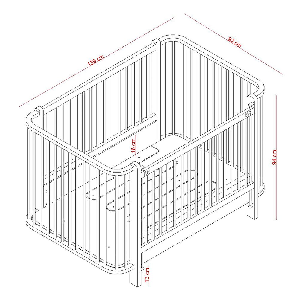 Bambino Büyüyen ve Asansöürlü Beşik Beyaz 80x130 cm