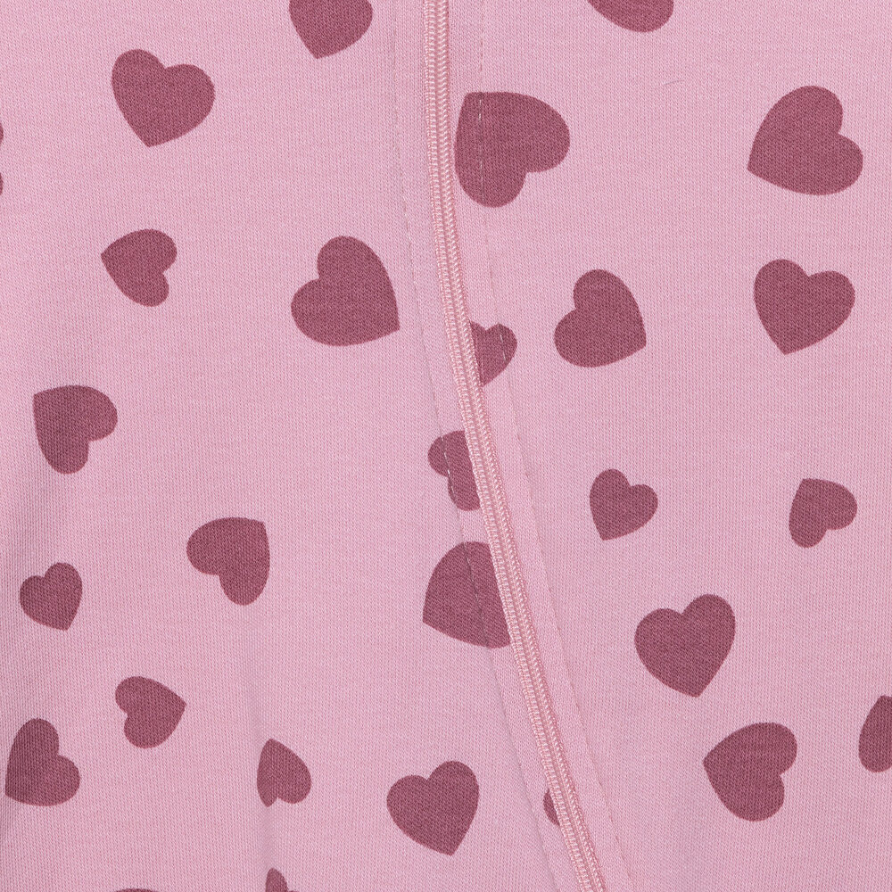 Kız Kalp Desenli  Fermuarlı Patiksiz Tulum Kız Bebek