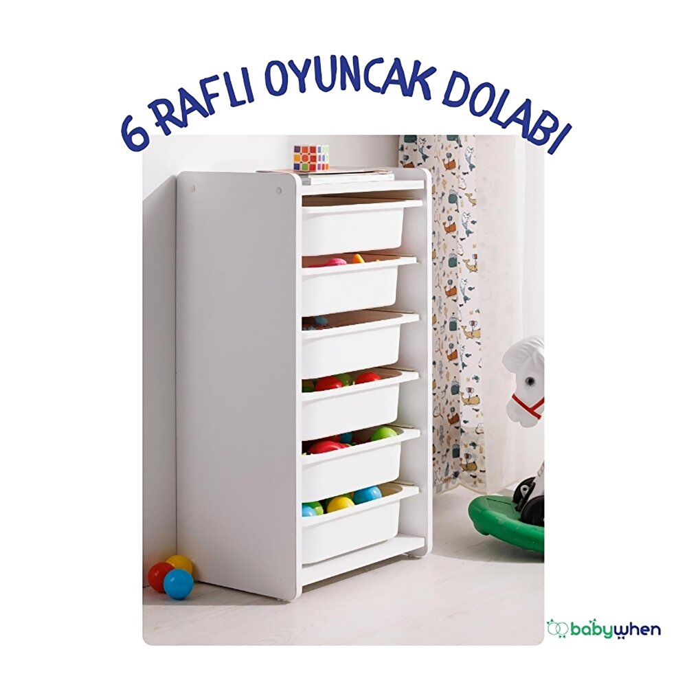 Çocuk Oyuncak Dolabı 6 Çekmeceli Beyaz