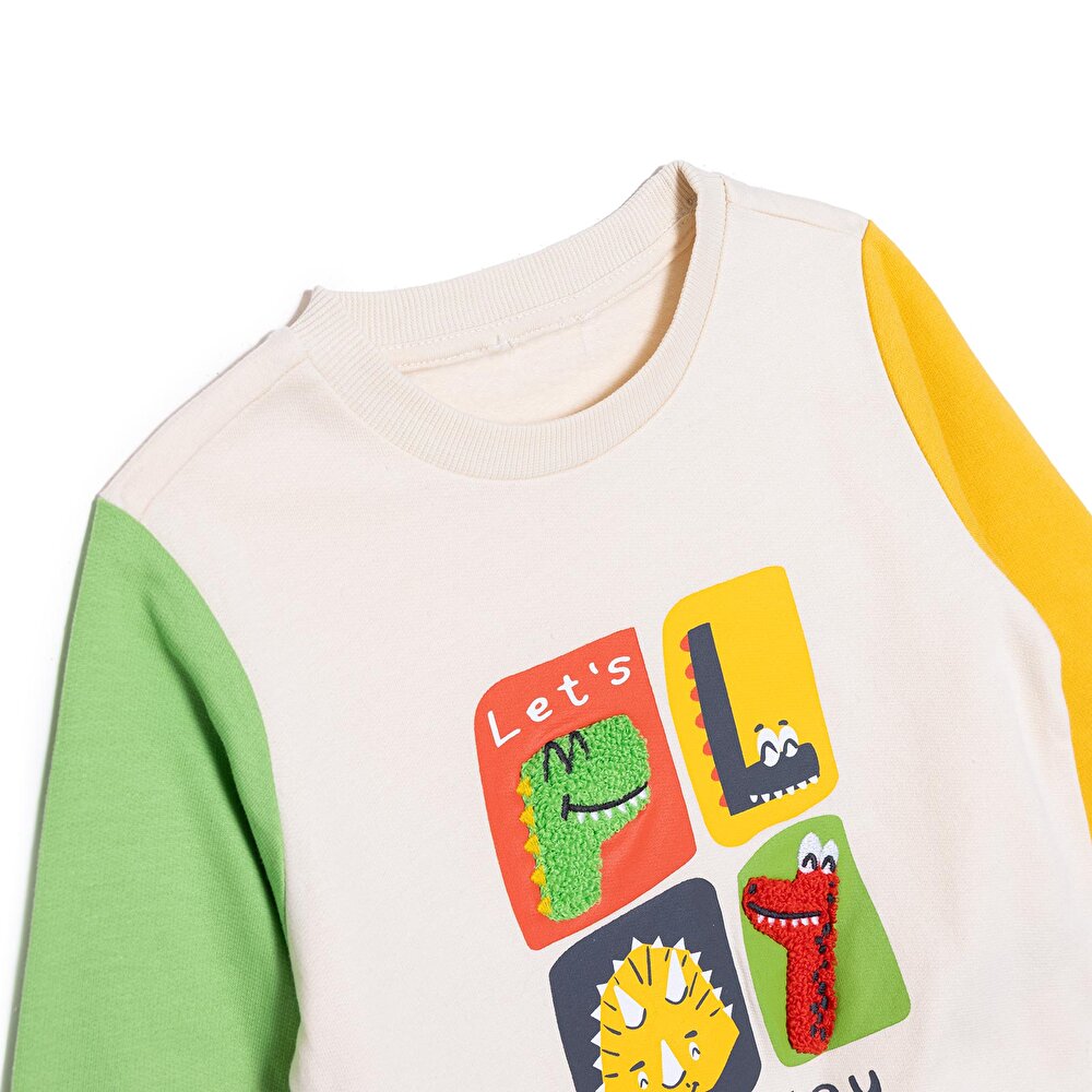 Erkek Bebek Eşofman Takımı Motto Boy Şardonlu Bisiklet Yaka Uzun Kol Ribanalı Paça