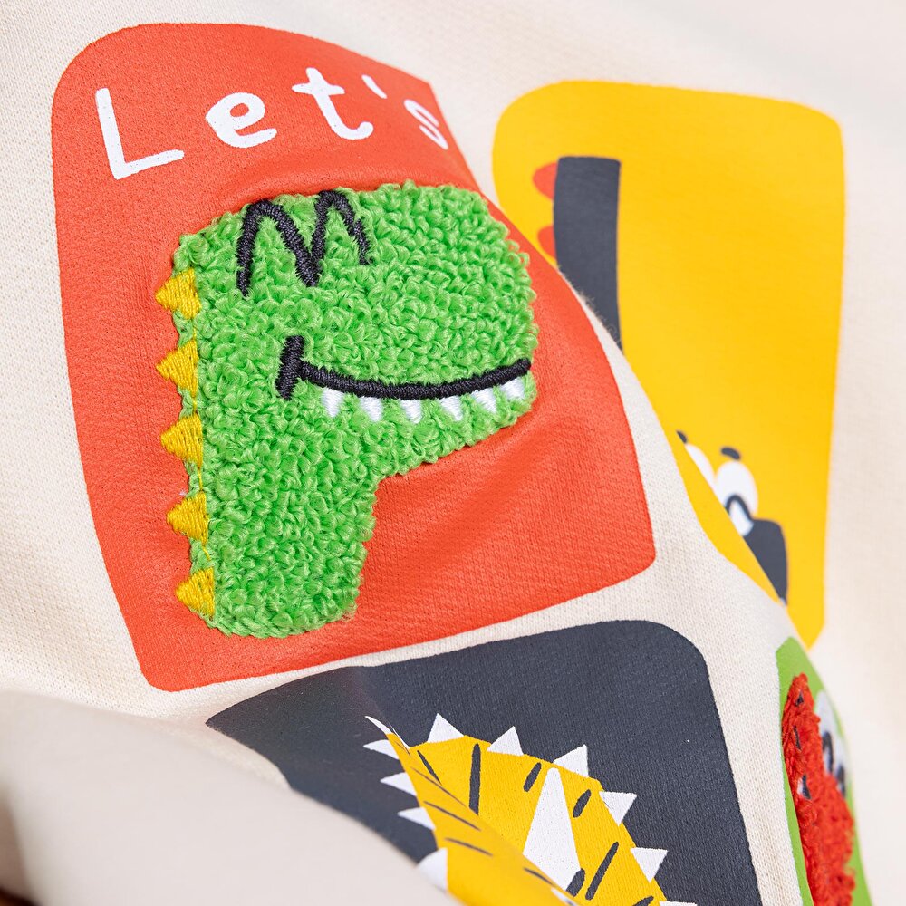 Erkek Bebek Eşofman Takımı Motto Boy Şardonlu Bisiklet Yaka Uzun Kol Ribanalı Paça