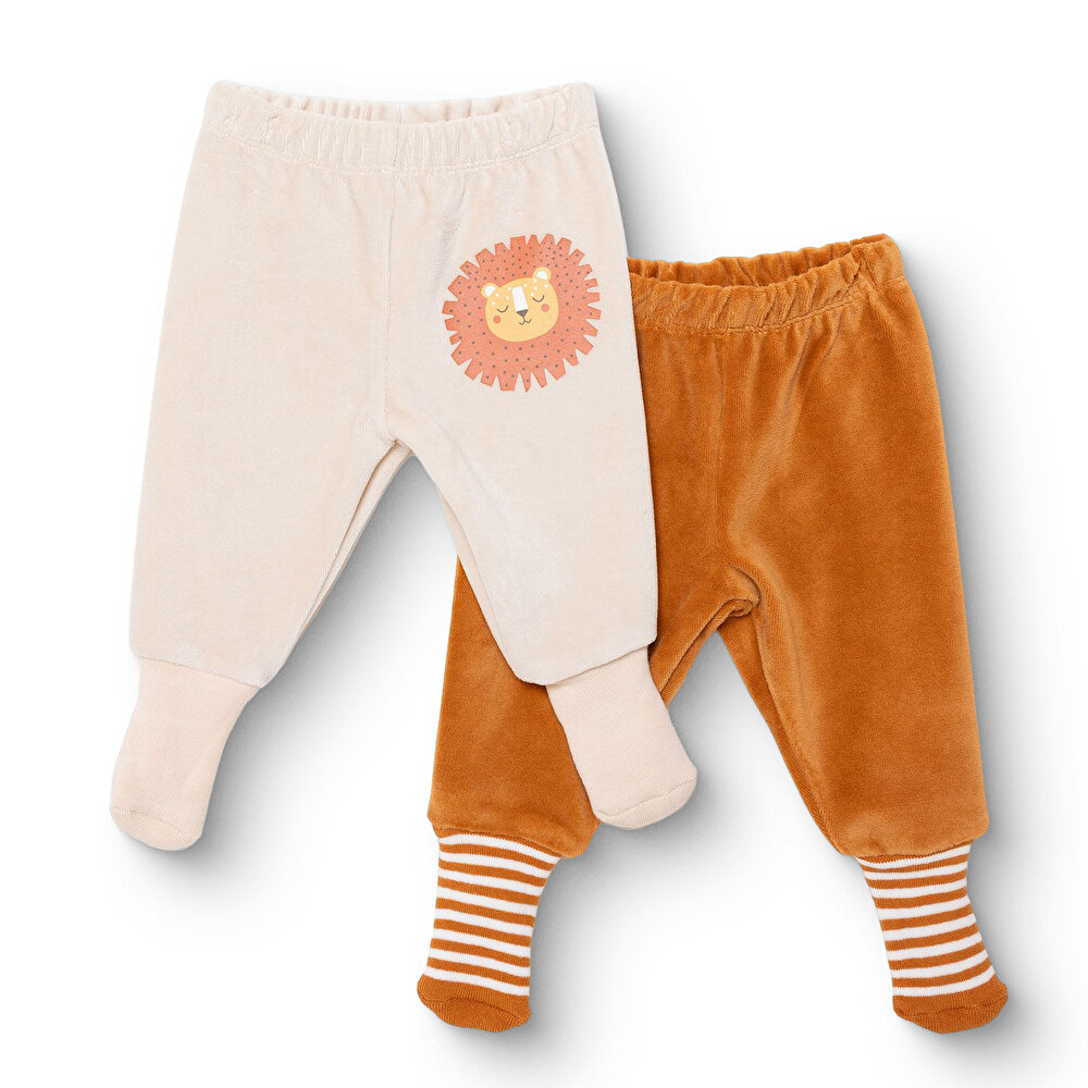 Erkek Bebek 2li Çoraplı Pantolon Kadife Çoraplı Paça