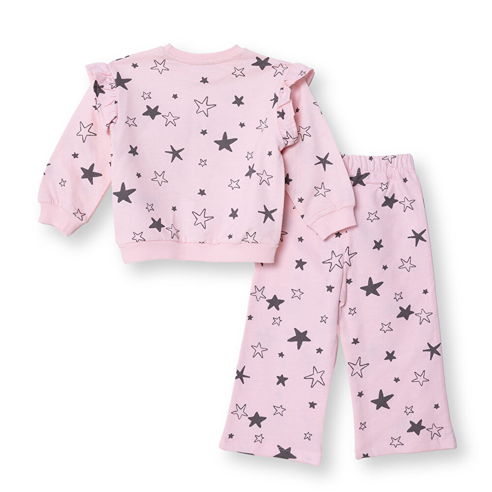 Kız Bebek Eşofman Takımı Bisiklet Yaka Uzun Kol Reçme