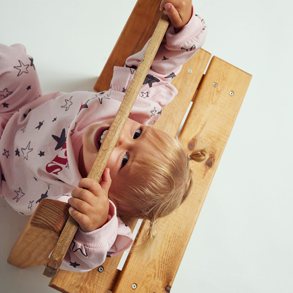 Kız Bebek Eşofman Takımı Bisiklet Yaka Uzun Kol Reçme