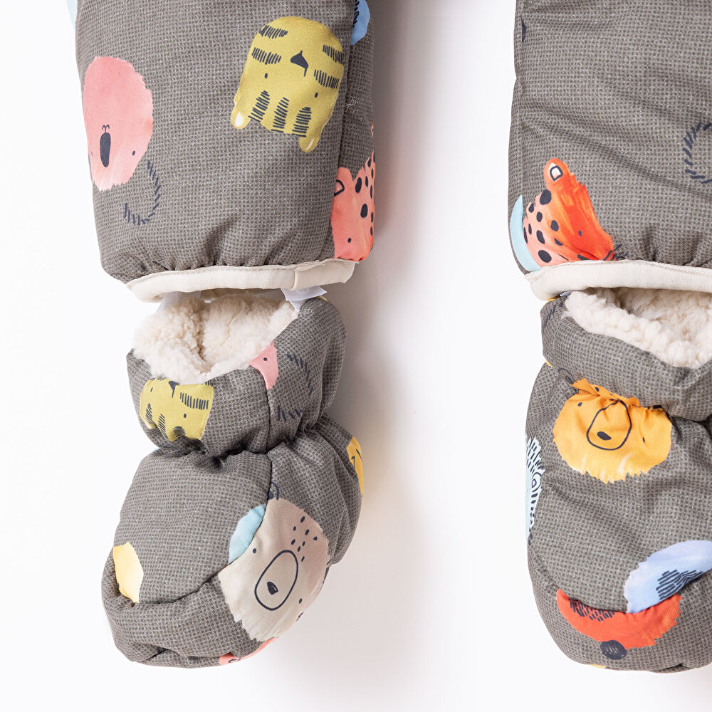 Erkek Bebek Astronot Tulum Fermuarlı Uzun Kol Patikli