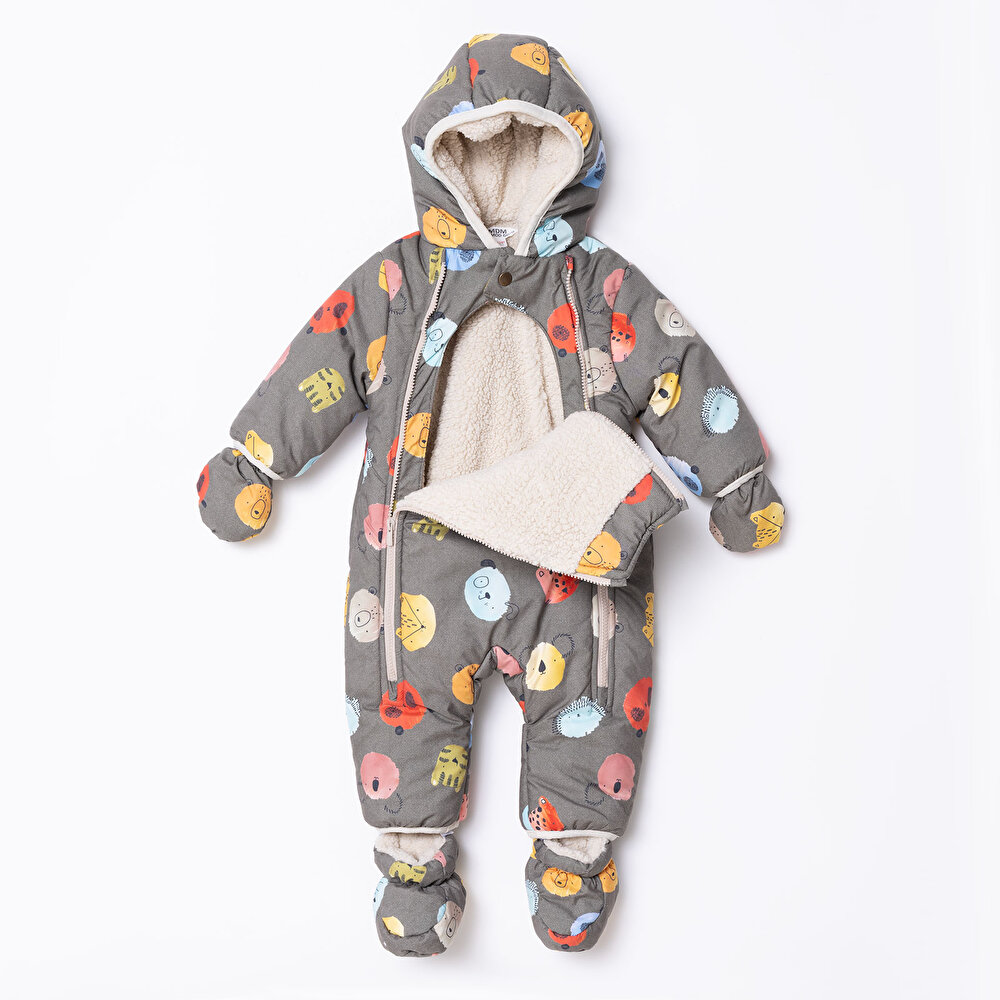 Erkek Bebek Astronot Tulum Fermuarlı Uzun Kol Patikli