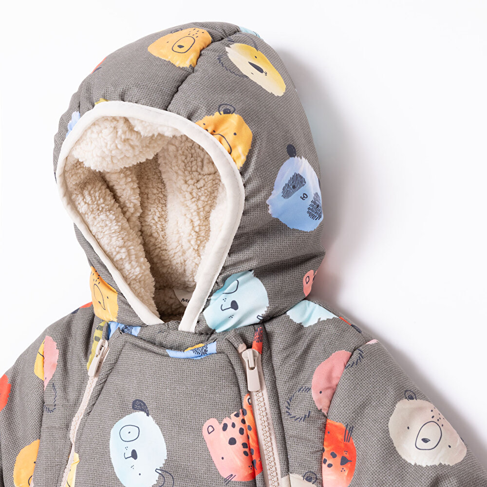 Erkek Bebek Astronot Tulum Fermuarlı Uzun Kol Patikli