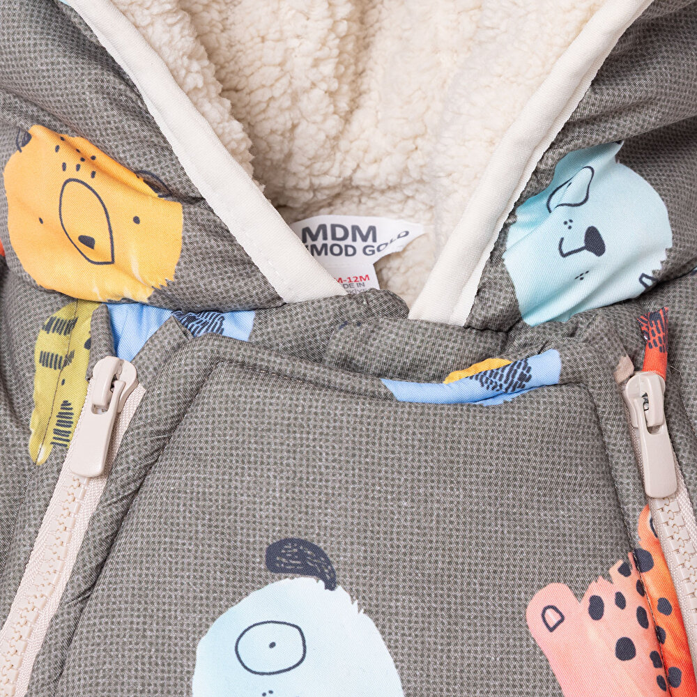 Erkek Bebek Astronot Tulum Fermuarlı Uzun Kol Patikli