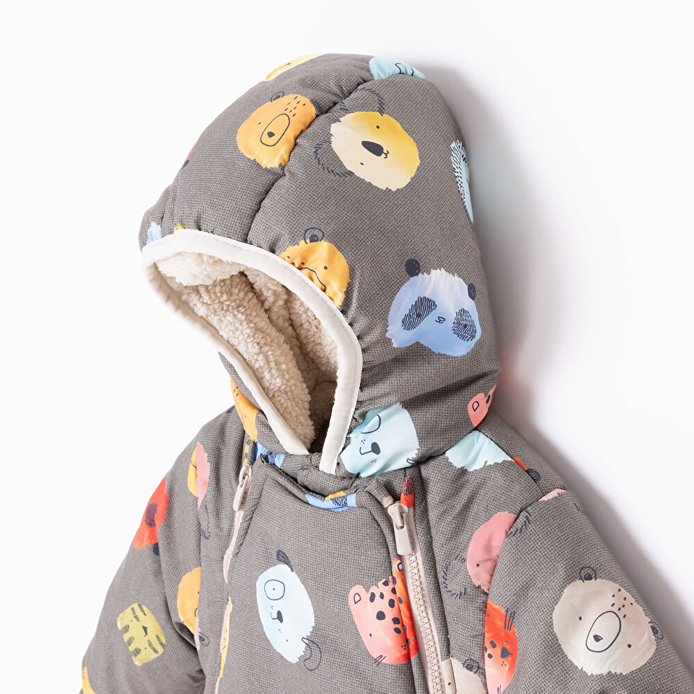 Erkek Bebek Astronot Tulum Fermuarlı Uzun Kol Patikli