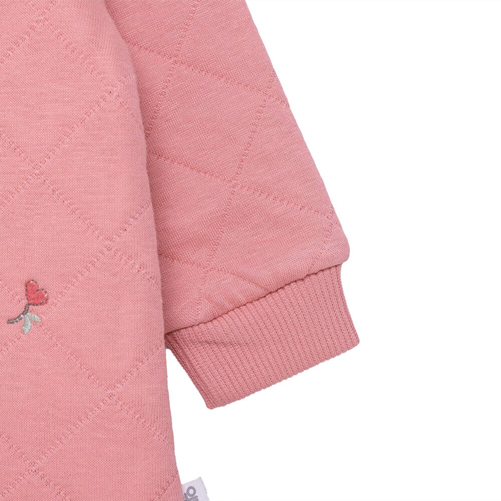 Kız Bebek Yenidoğan Petite Fleurs Patiksiz Tulum Kapitone Örme Bisiklet Yaka Uzun Kol