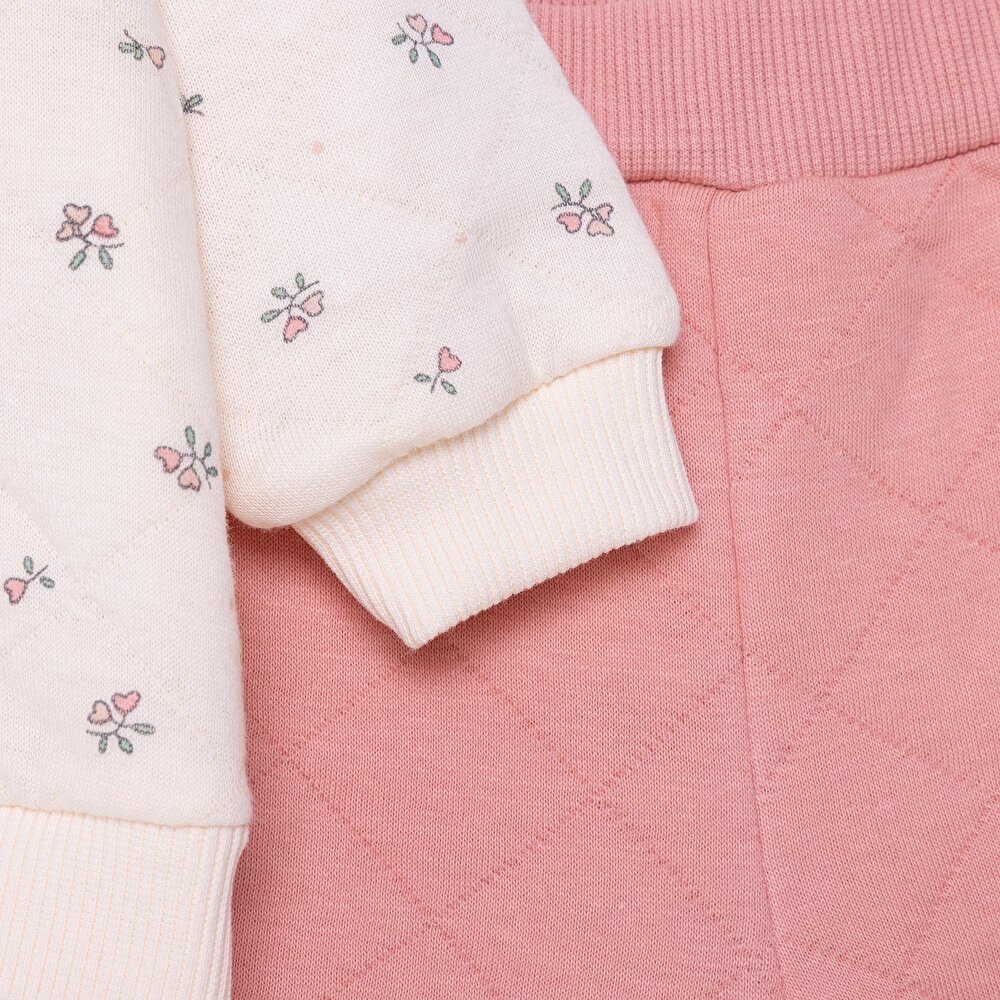 Kız Bebek Yenidoğan Petite Fleurs Sweatshirt-Hırka-Patik Bisiklet Yaka Uzun Kol Patiksiz Paça