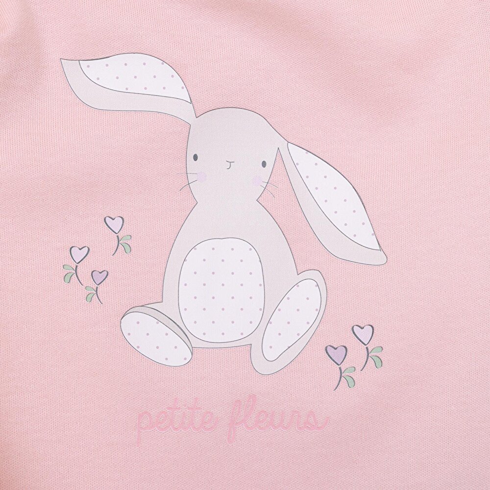Kız Bebek Yenidoğan Petite Fleurs Sweatshirt-Hırka-Patik Bisiklet Yaka Uzun Kol Patiksiz Paça