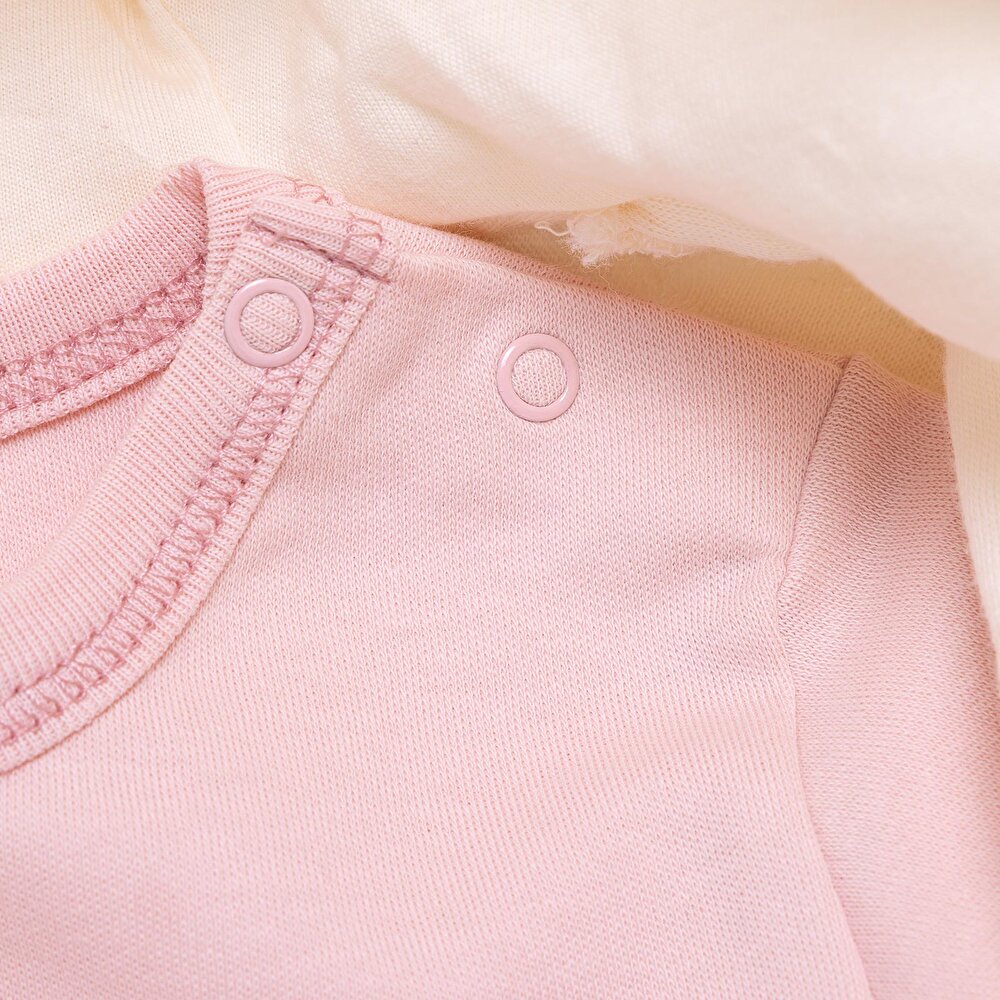 Kız Bebek Yenidoğan Petite Fleurs Sweatshirt-Hırka-Patik Bisiklet Yaka Uzun Kol Patiksiz Paça