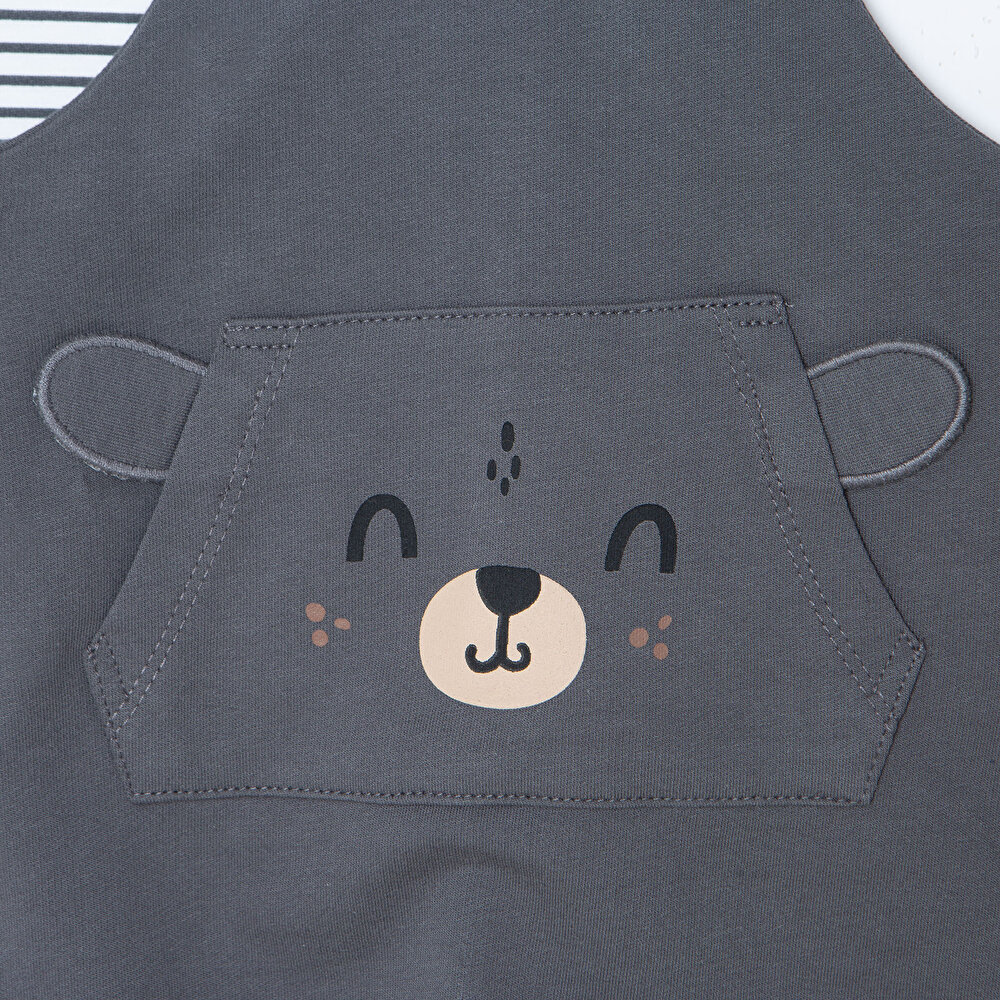 Erkek Bebek Cool Boy Salopet-Tshirt Bisiklet Yaka Uzun Kol Reçme Paça