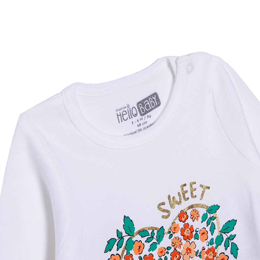 Kız Bebek Uzun Kol Body Ribana Çıtçıtlı Yaka