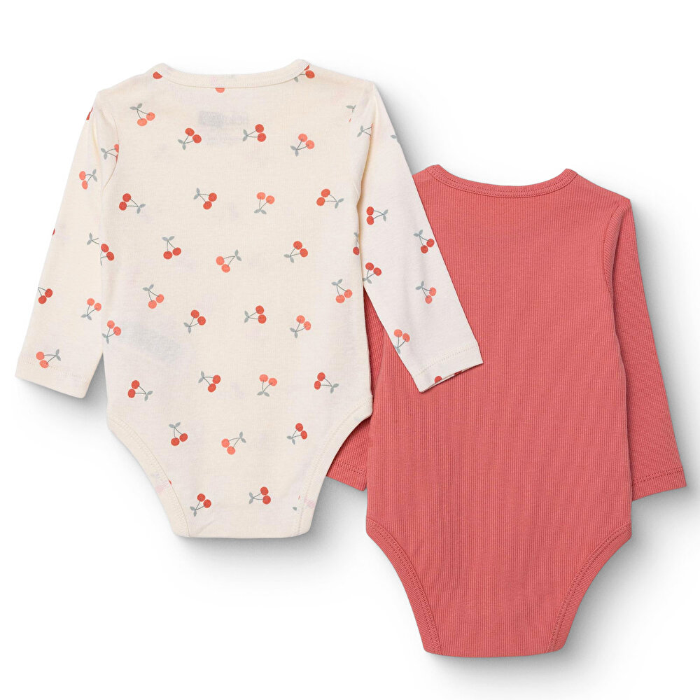 Kız Bebek 2li Uzun Kol Body Ribana Çıtçıtlı Yaka Uzun Kol