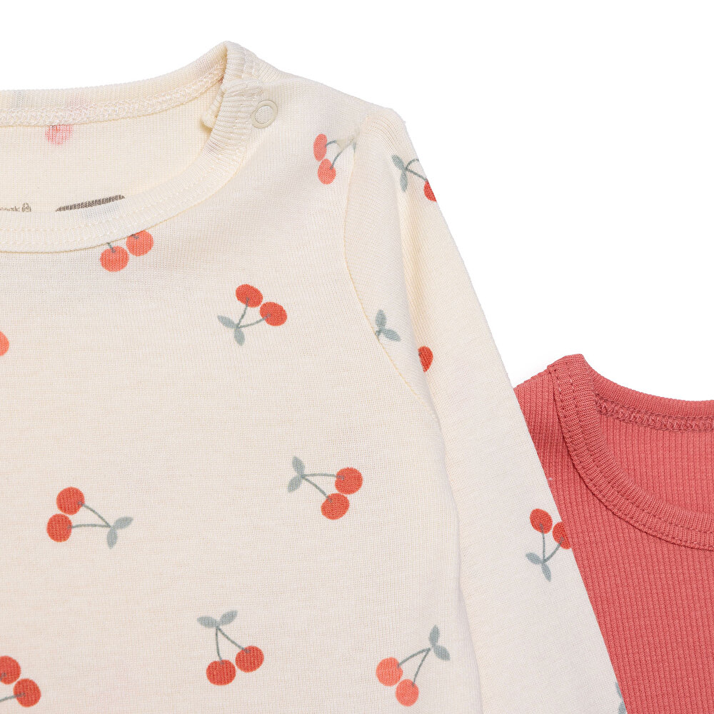 Kız Bebek 2li Uzun Kol Body Ribana Çıtçıtlı Yaka Uzun Kol