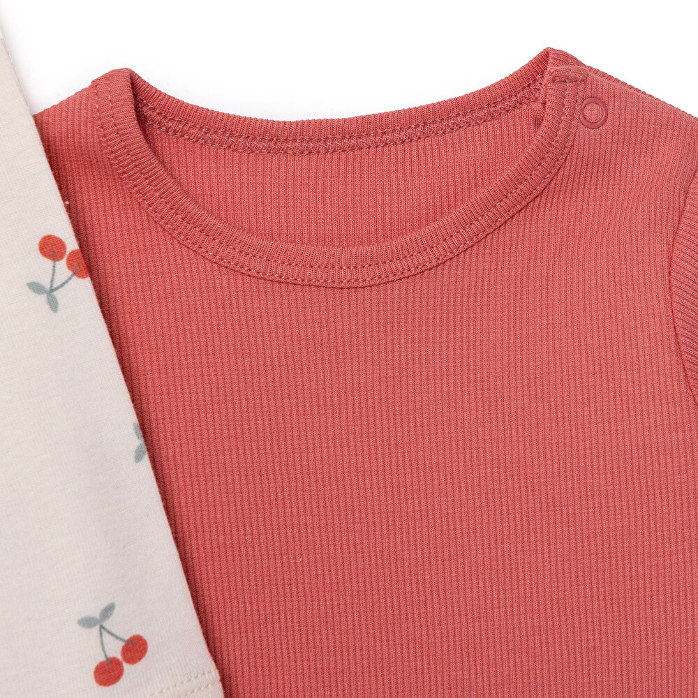 Kız Bebek 2li Uzun Kol Body Ribana Çıtçıtlı Yaka Uzun Kol