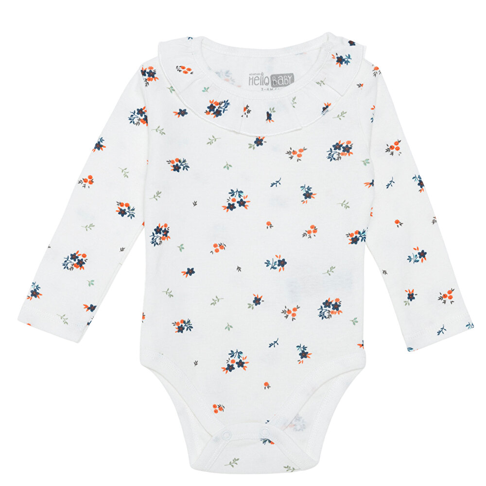 Kız Bebek Uzun Kol Body Ribana Çıtçıtlı Yaka Uzun Kol