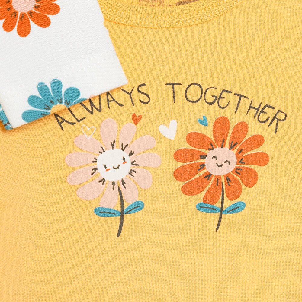 Kız Bebek 2li Uzun Kol Body İnterlok Çıtçıtlı Yaka Uzun Kol