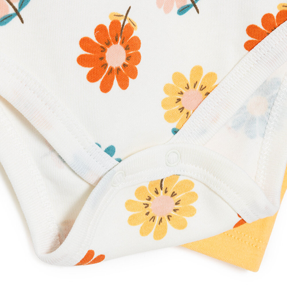 Kız Bebek 2li Uzun Kol Body İnterlok Çıtçıtlı Yaka Uzun Kol