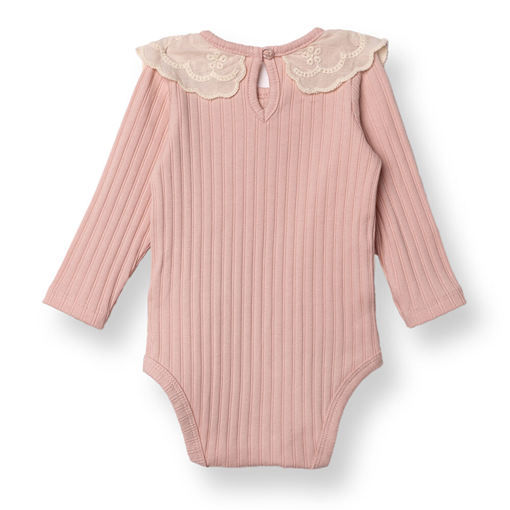Kız Bebek Uzun Kol Body İnterlok Modelli Yaka Uzun Kol