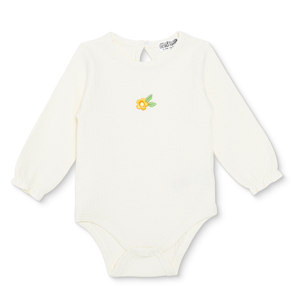 Kız Bebek Uzun Kol Body Jakar Örme Bisiklet Yaka Uzun Kol