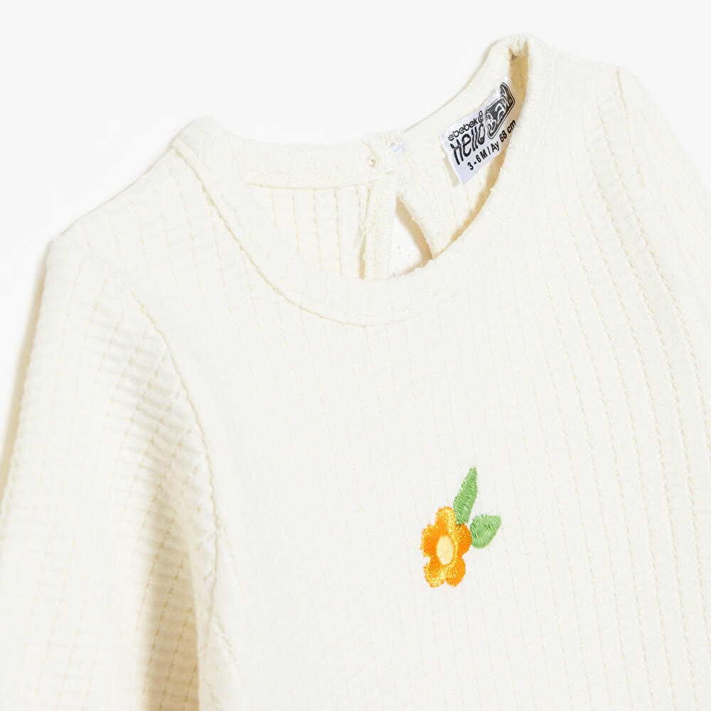 Kız Bebek Uzun Kol Body Jakar Örme Bisiklet Yaka Uzun Kol