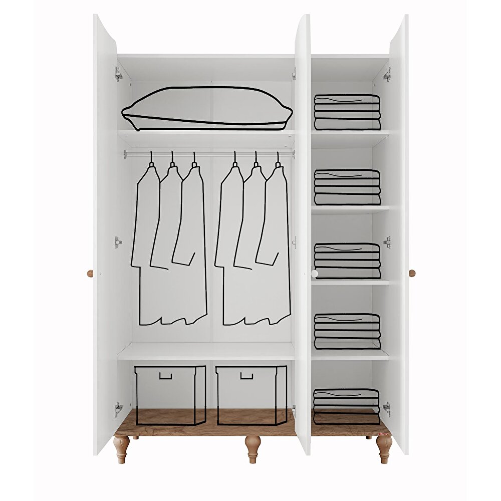 Line Natural 3 Kapılı Dolap